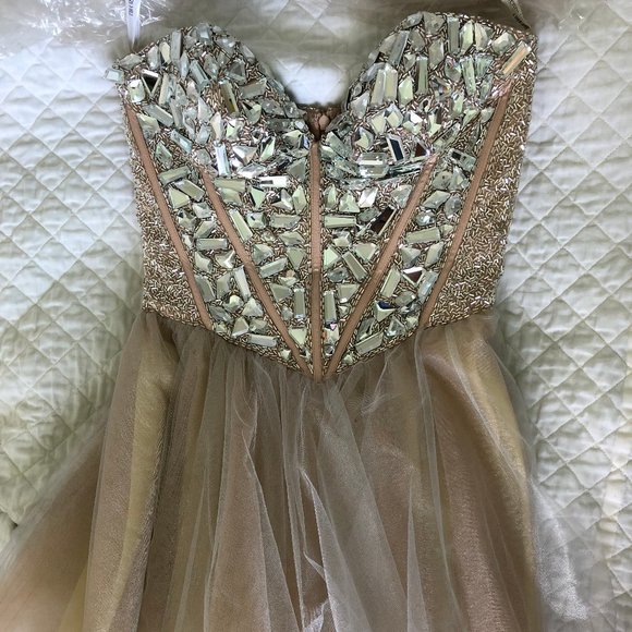 Sherri Hill Silver Nude/Silver Dress - Picture 5 of 7